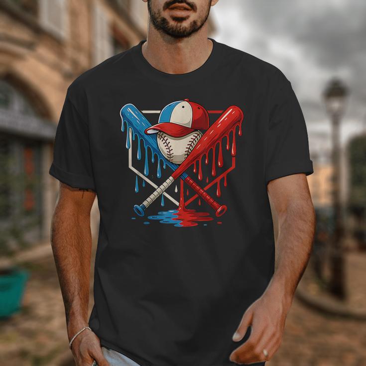 American Baseball Drip Graffiti Ball And Bat Unisex T-Shirt