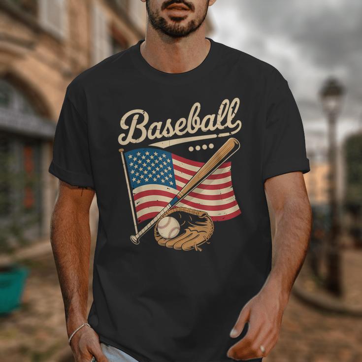 American Flag Baseball Player Bat Fan Catcher Pitcher USA Unisex T-Shirt American Flag Baseball Player Bat Fan Catcher Pitcher USA Unisex T-Shirt