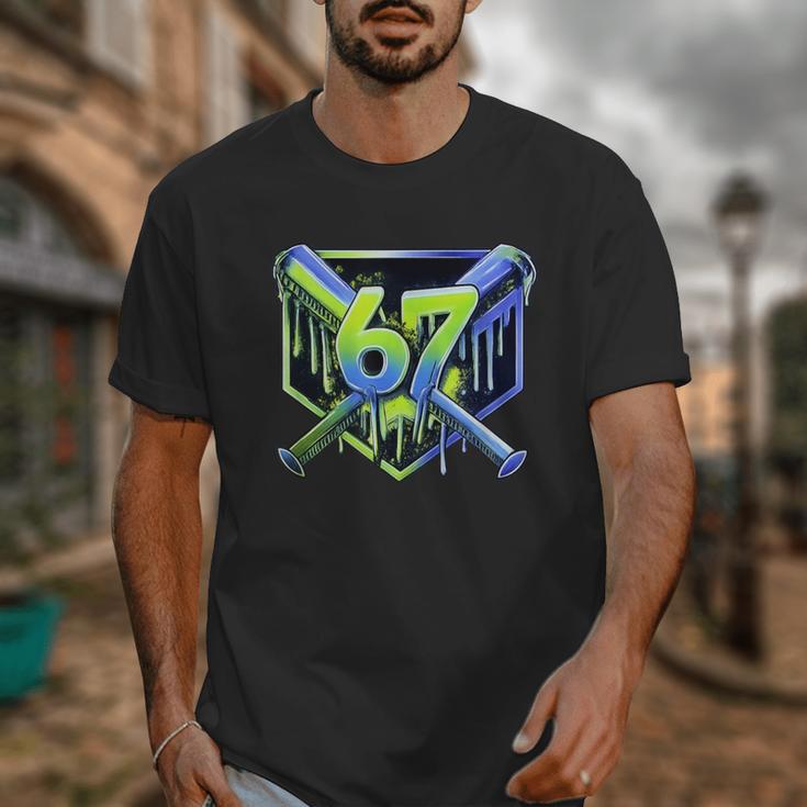 Awesome 67 Baseball Drip Effect Baseball 6-7 Meme Graphic Unisex T-Shirt
