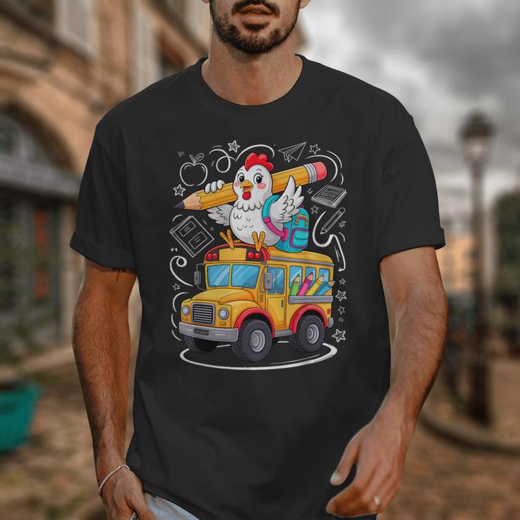 Back To School Chicken School Bus 100 Days Of School Unisex T-Shirt Back To School Chicken School Bus 100 Days Of School Unisex T-Shirt