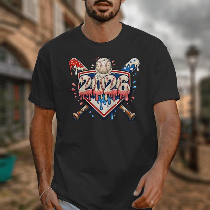 Baseball 2026 Ice Cream Drip Bats For Boys Birthday Graphic Unisex T-Shirt