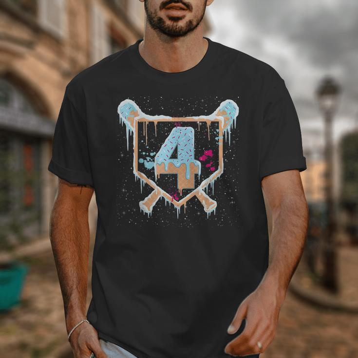Baseball 4 Year Old Ice Cream Drip 4th Birthday Boy Number 4 Unisex T-Shirt Baseball 4 Year Old Ice Cream Drip 4th Birthday Boy Number 4 Unisex T-Shirt