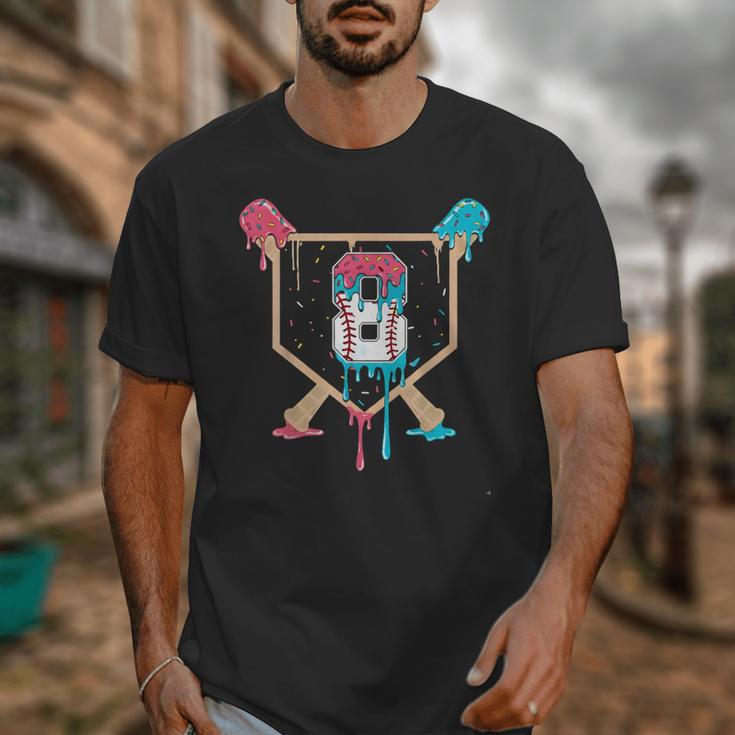Baseball 8 Year Old Ice Cream Drip 8th Birthday Boys Player Unisex T-Shirt Baseball 8 Year Old Ice Cream Drip 8th Birthday Boys Player Unisex T-Shirt