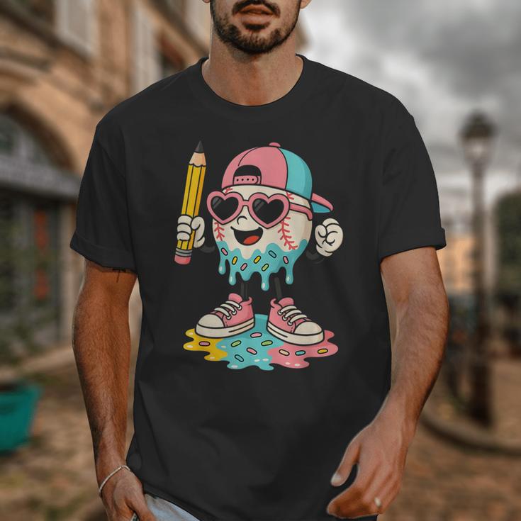Baseball Drip Ice Cream First Day Back To School Cute Girls Unisex T-Shirt Baseball Drip Ice Cream First Day Back To School Cute Girls Unisex T-Shirt