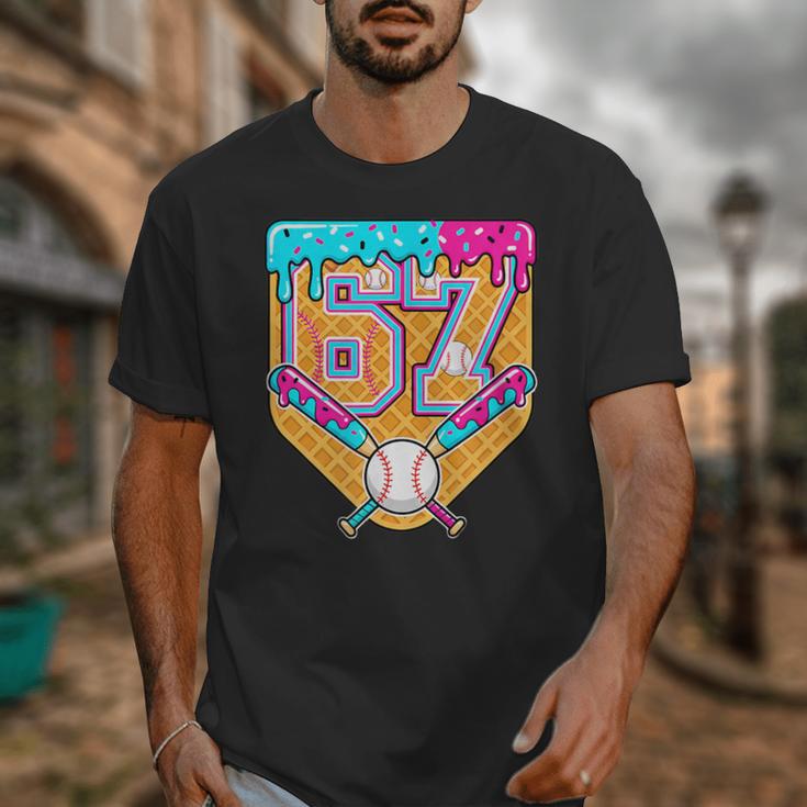 Baseball Drip Number 67 Ice Cream Home Plate Drip Unisex T-Shirt