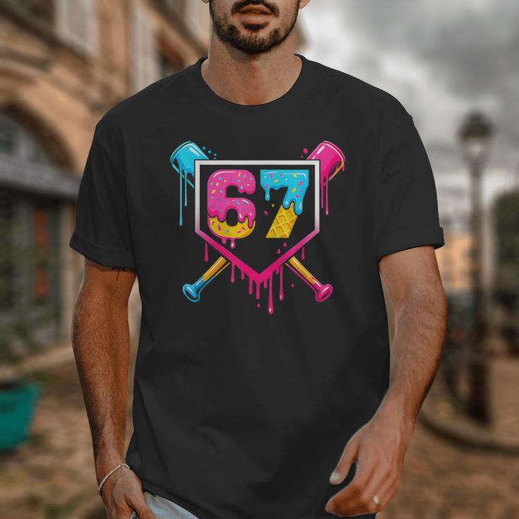 Baseball Ice Cream Drip 67 Meme Six Seven 67th Birthday Unisex T-Shirt Baseball Ice Cream Drip 67 Meme Six Seven 67th Birthday Unisex T-Shirt