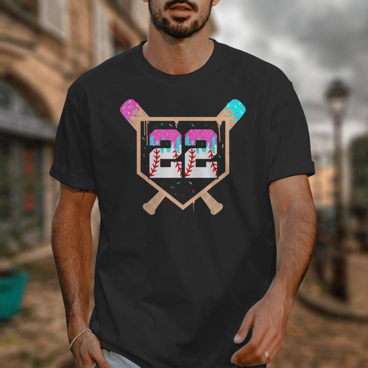 Baseball Ice Cream Drip Number 22 Player 22nd Birthday Unisex T-Shirt