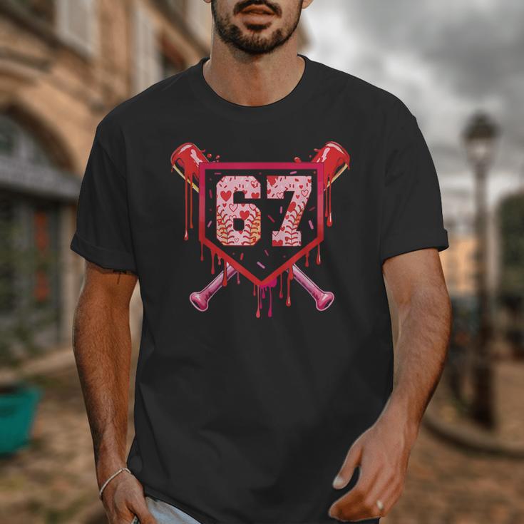 Baseball Ice Cream Drip Number 67 Meme Valentine Couple Love Unisex T-Shirt