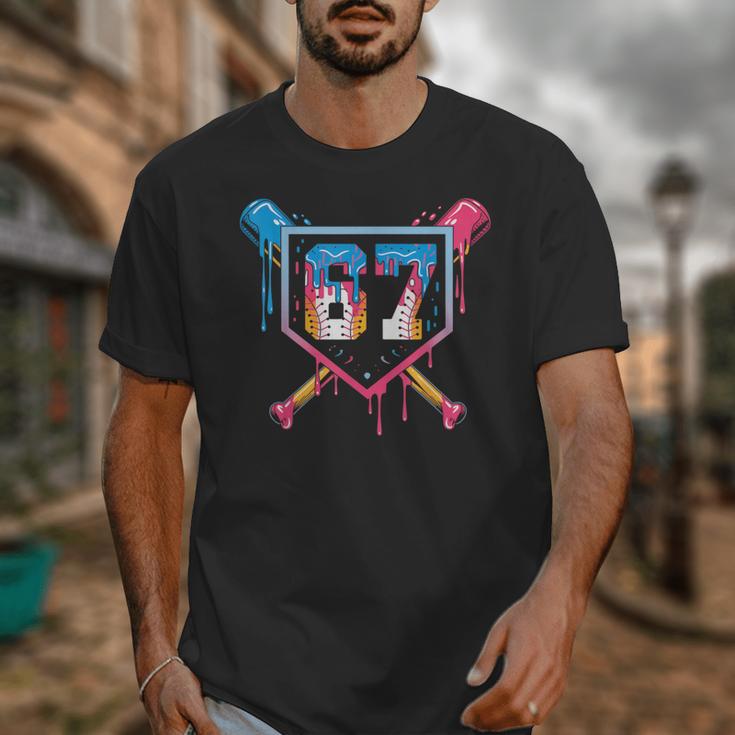 Baseball Ice Cream Drip Number 67 Player 67th Birthday 6 7 Unisex T-Shirt Baseball Ice Cream Drip Number 67 Player 67th Birthday 6 7 Unisex T-Shirt