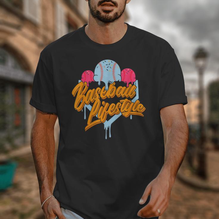 Baseball Lifestyle Home Plate Ice Cream Drip Men Boys Kids Unisex T-Shirt Baseball Lifestyle Home Plate Ice Cream Drip Men Boys Kids Unisex T-Shirt
