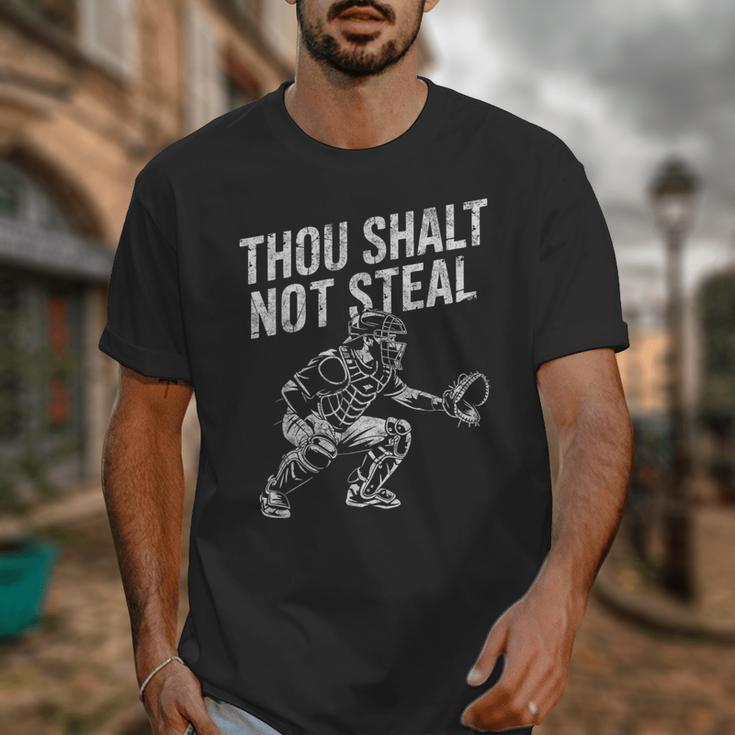 Baseball Player Catcher Thou Shalt Not Steal Coach Baseball Unisex T-Shirt