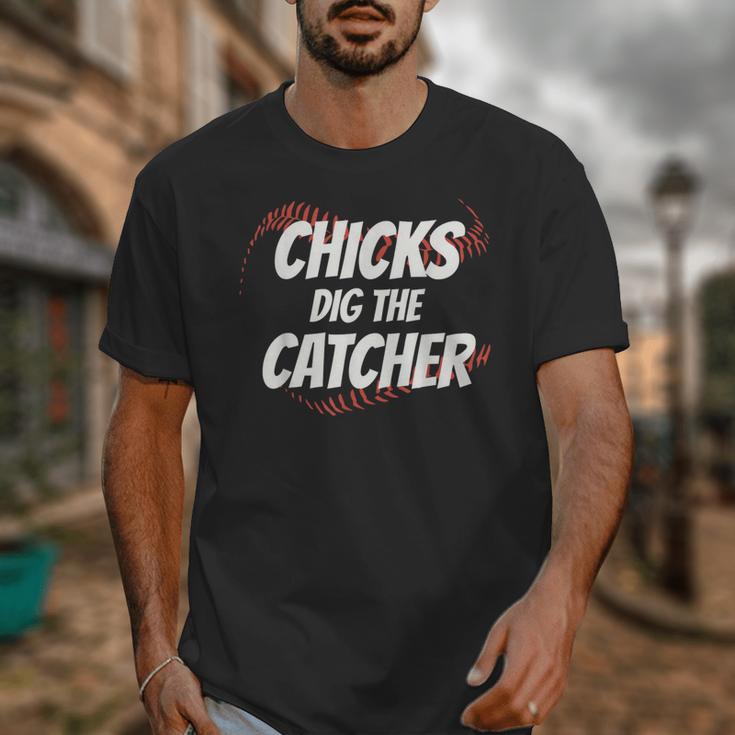 Baseball Seams Chicks Dig The Catcher Unisex T-Shirt Baseball Seams Chicks Dig The Catcher Unisex T-Shirt