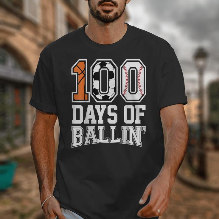 Baseball Soccer Basketball 100 Days Of School Unisex T-Shirt Baseball Soccer Basketball 100 Days Of School Unisex T-Shirt
