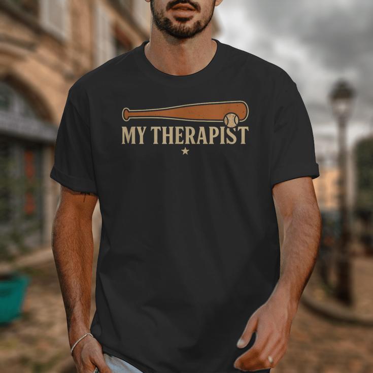 Baseball Tee My Therapist Bat Men Women Kids Unisex T-Shirt