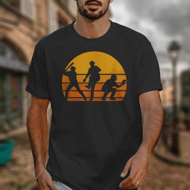 Baseball Tee Sunset Silhouette Players Men Women Kids Unisex T-Shirt