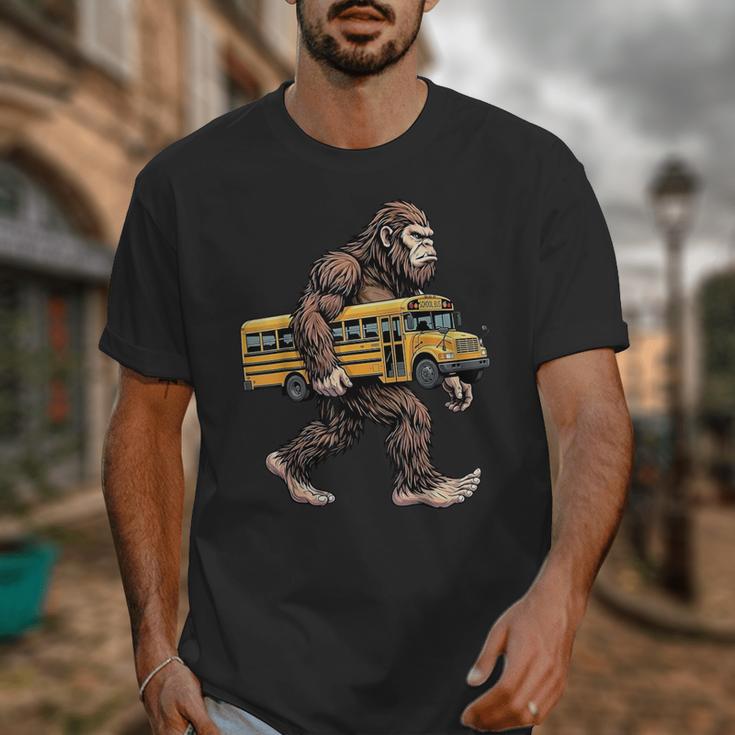 Bigfoot Carrying School Bus Sasquatch Back To School Unisex T-Shirt Bigfoot Carrying School Bus Sasquatch Back To School Unisex T-Shirt