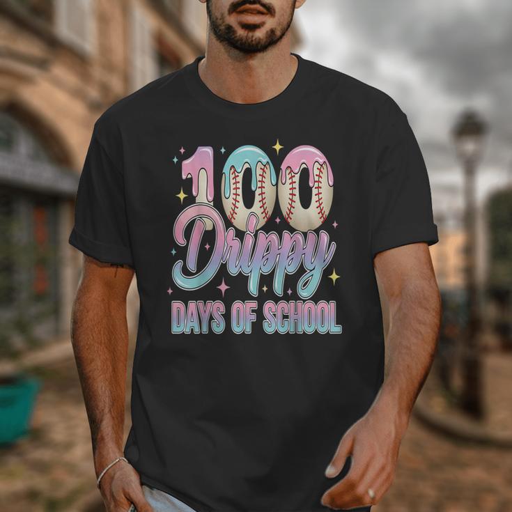 Boys Kids 100 Drippy Days Of School Baseball Drip Ice Cream Unisex T-Shirt