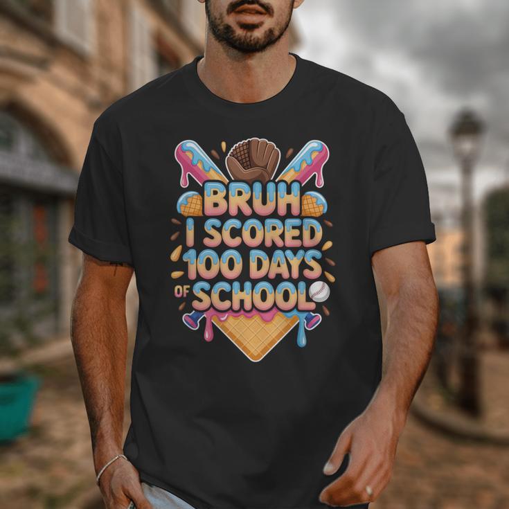Bruh I Scored 100 Days Of School Baseball Ice Cream Drip Tee Unisex T-Shirt Bruh I Scored 100 Days Of School Baseball Ice Cream Drip Tee Unisex T-Shirt