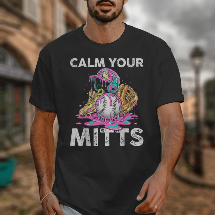 Calm Your Mitts Baseball Ice Cream Drip Crossed Bats Sport Unisex T-Shirt Calm Your Mitts Baseball Ice Cream Drip Crossed Bats Sport Unisex T-Shirt