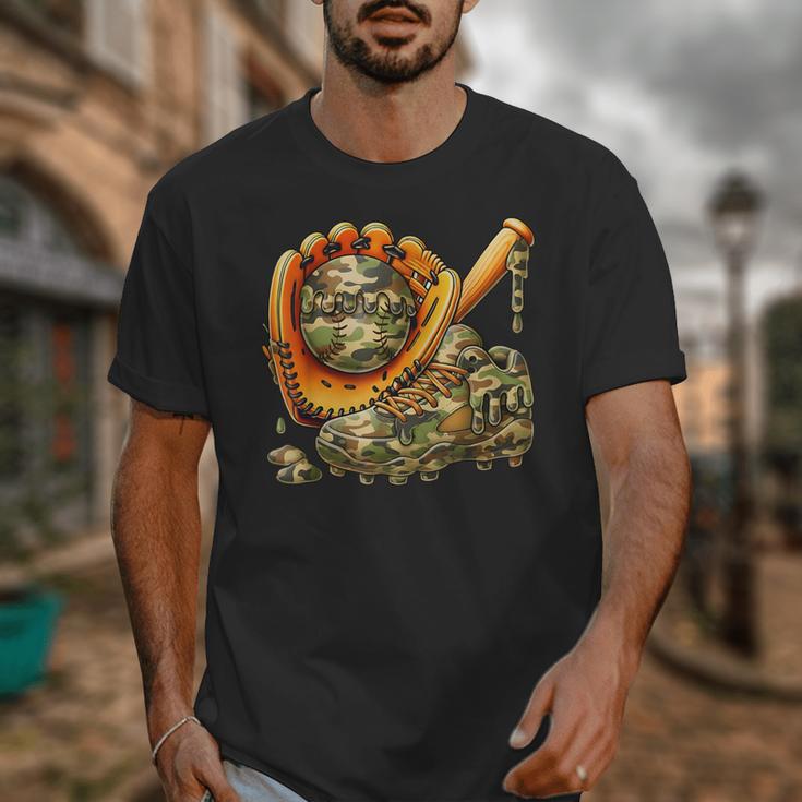Camo Ice Cream Drip Baseball Stuff Baseball Drip Boys Unisex T-Shirt