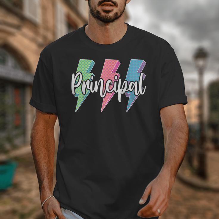 Checkered Principal Lightning Bolt Back To School Unisex T-Shirt