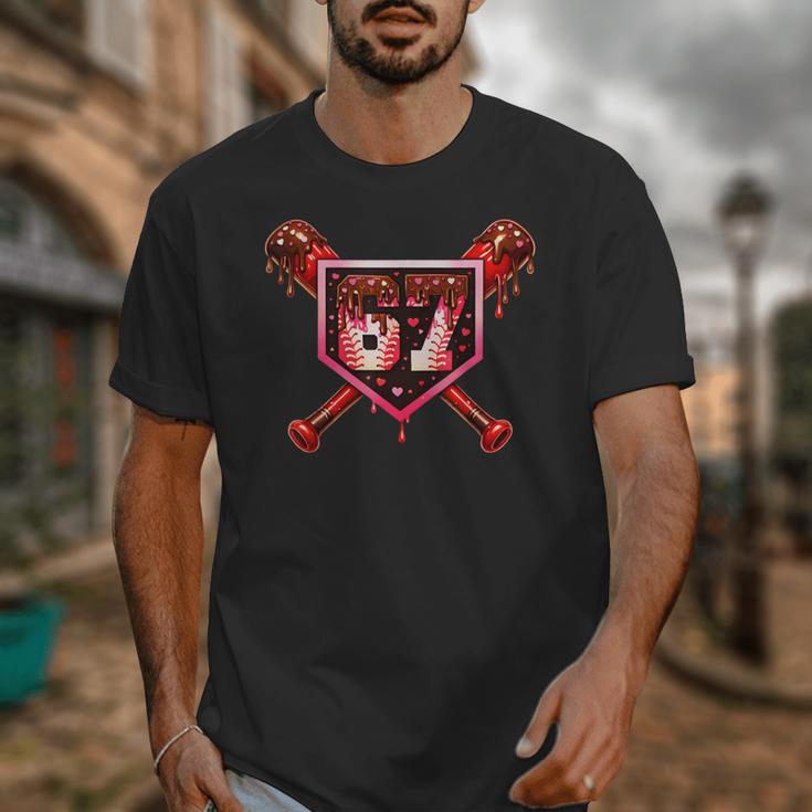 Chocolate 67 Drip Baseball Valentine Love Sports Unisex T-Shirt