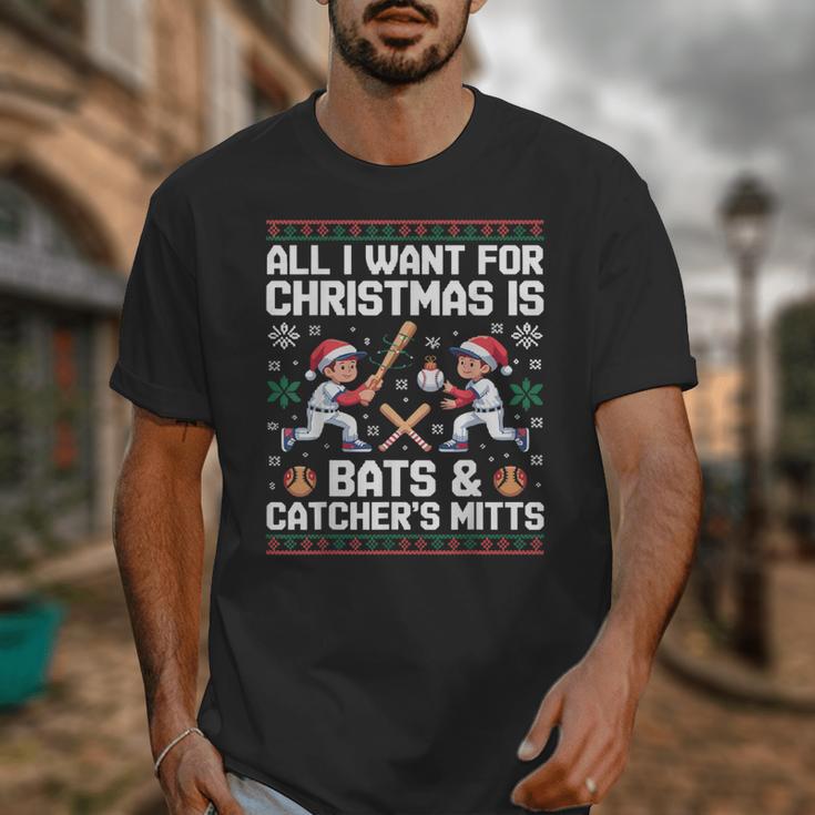 Christmas Baseball Bats Catcher Mitts Holiday Tee Unisex T-Shirt