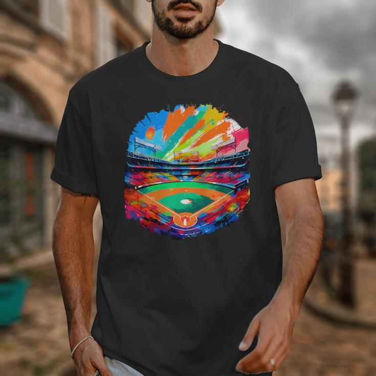 Colorful Baseball Field Home Run Baseball Player Fans Unisex T-Shirt