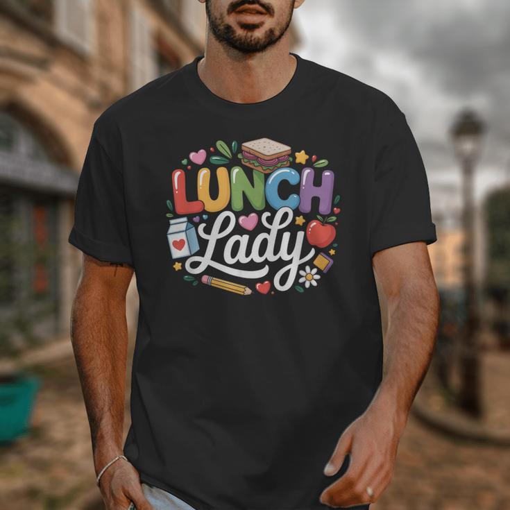 Colorful Lunch Lady Appreciation Retro Back To School Unisex T-Shirt