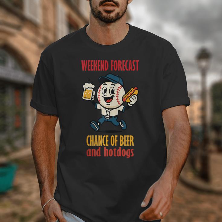 Cute Baseball Fan Weekend Forecast Change Of Beer And Hotdog Unisex T-Shirt