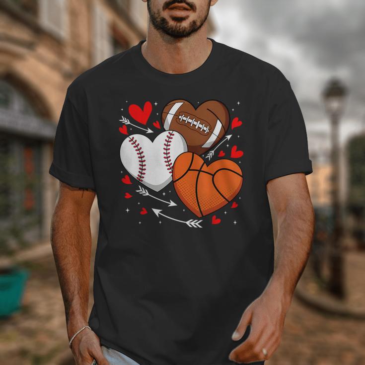 Cute Heart Baseball Basketball Football Valentine Boy Men Unisex T-Shirt Cute Heart Baseball Basketball Football Valentine Boy Men Unisex T-Shirt