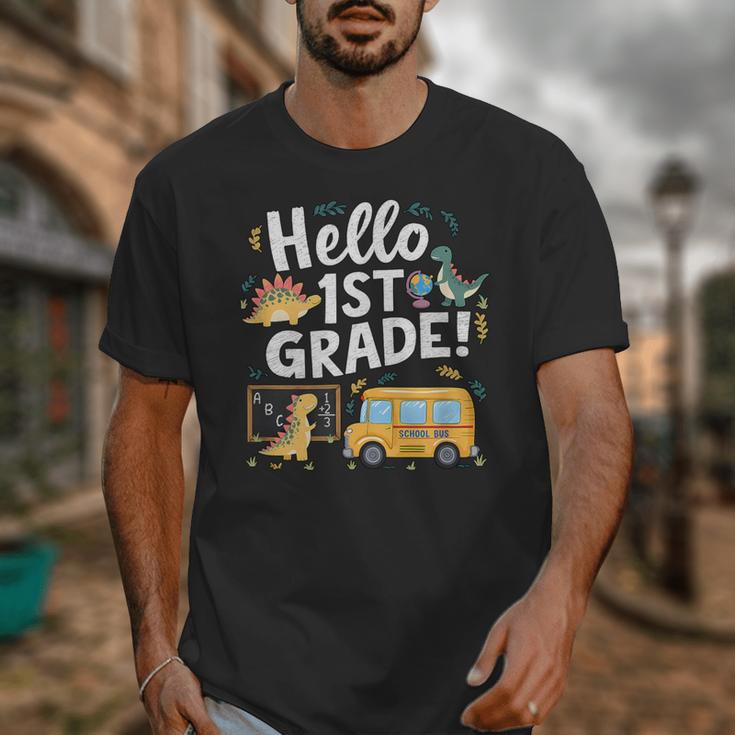 Cute Hello 1st Grade Dinosaur School Back To School Dino Bus Unisex T-Shirt Cute Hello 1st Grade Dinosaur School Back To School Dino Bus Unisex T-Shirt