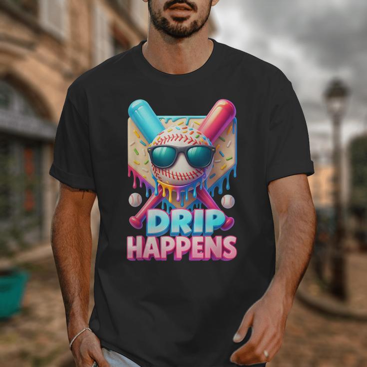 Drip Happens Baseball Ice Cream Bat And Ball With Sunglasses Unisex T-Shirt