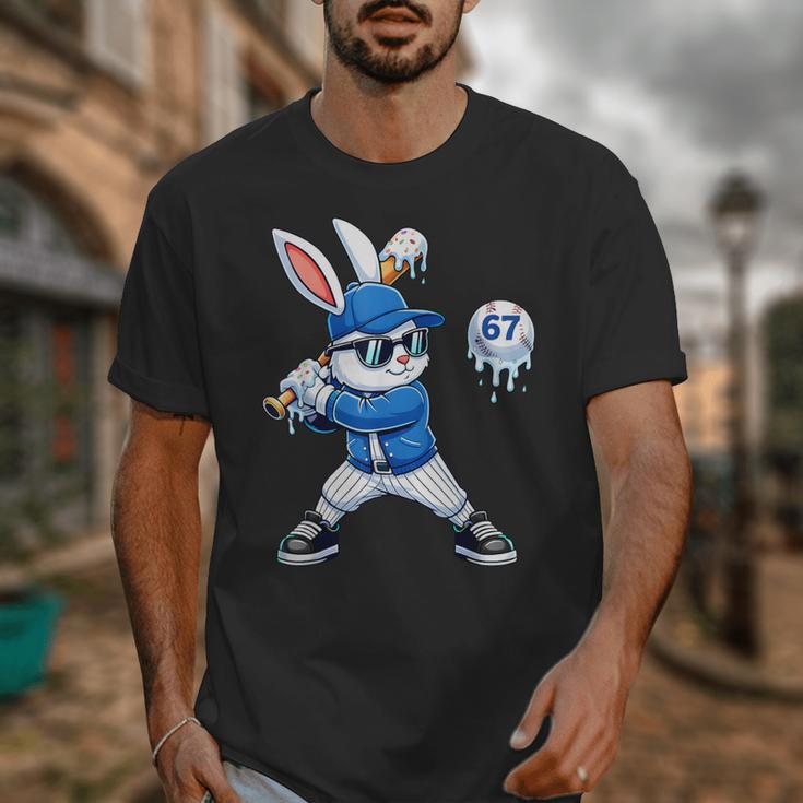 Dripping Drip Baseball Rabbit Bunny Easter Men Boy Kid Unisex T-Shirt