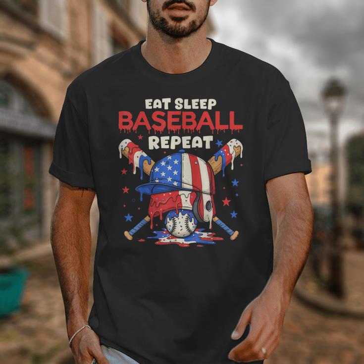 Eat Sleep Baseball Repeat Ice Cream Drip Crossed Bats Unisex T-Shirt Eat Sleep Baseball Repeat Ice Cream Drip Crossed Bats Unisex T-Shirt