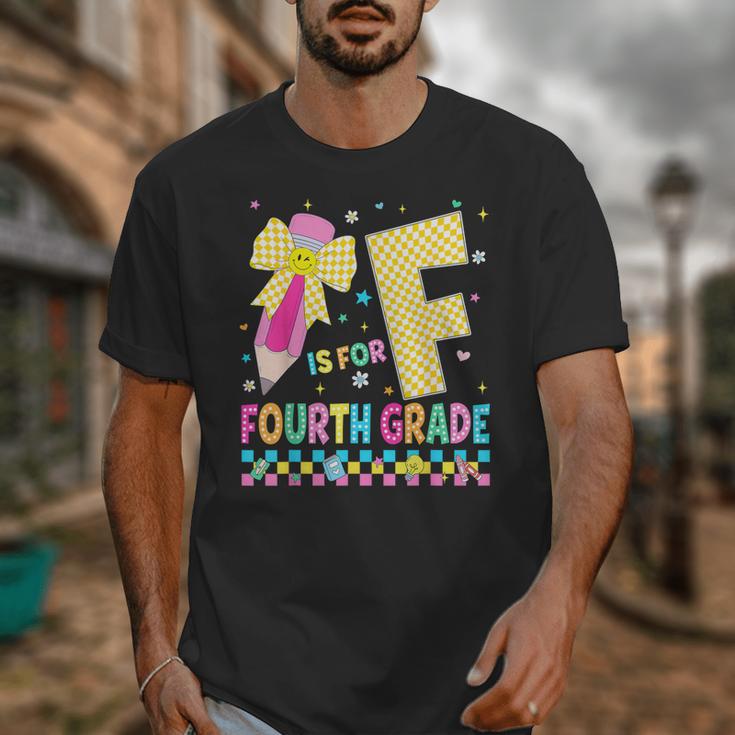 F Is For Fourth Grade Back To School Pencil Bow 4th Grade Unisex T-Shirt