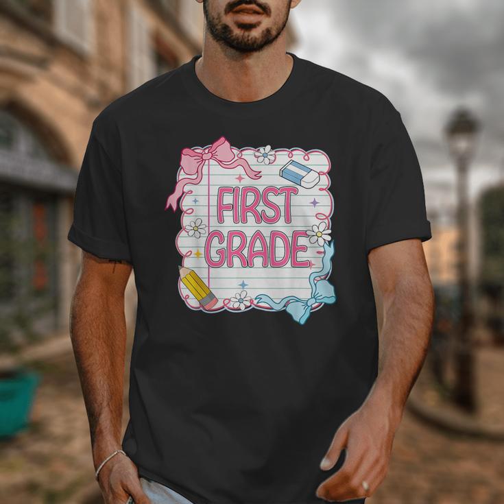 First Grade Back To School Girls Kids Coquette Bows Retro Unisex T-Shirt