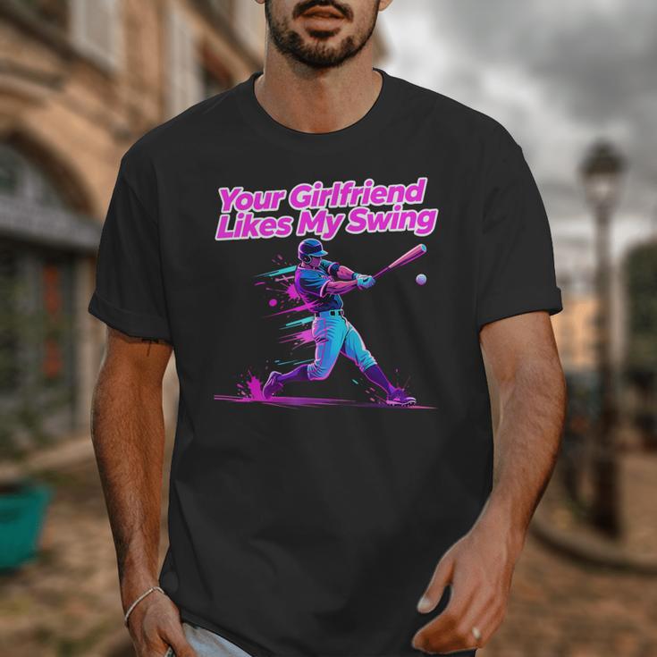 Your Girlfriend Likes My Swing Baseball Quote Boys Men Unisex T-Shirt