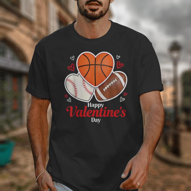 Happy Valentine’s Basketball Football Valentine Baseball Unisex T-Shirt Happy Valentine’s Basketball Football Valentine Baseball Unisex T-Shirt