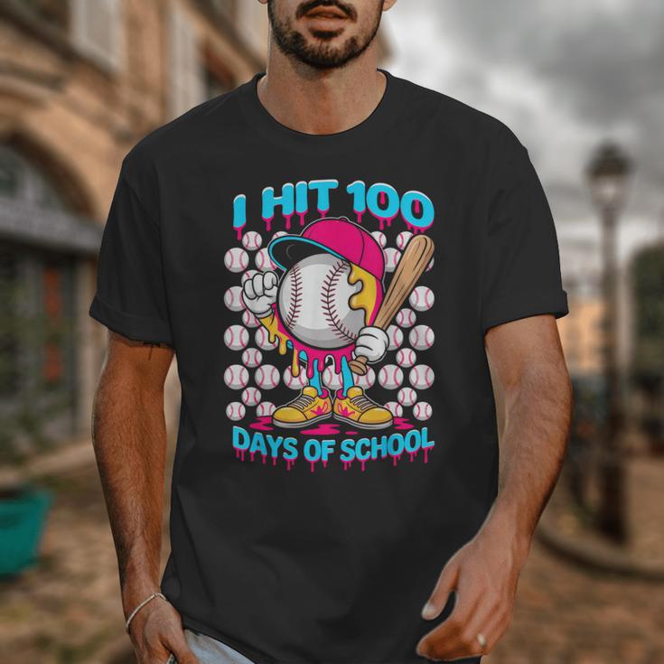 I Hit 100 Days Of School Baseball Ice Cream Drip Unisex T-Shirt I Hit 100 Days Of School Baseball Ice Cream Drip Unisex T-Shirt