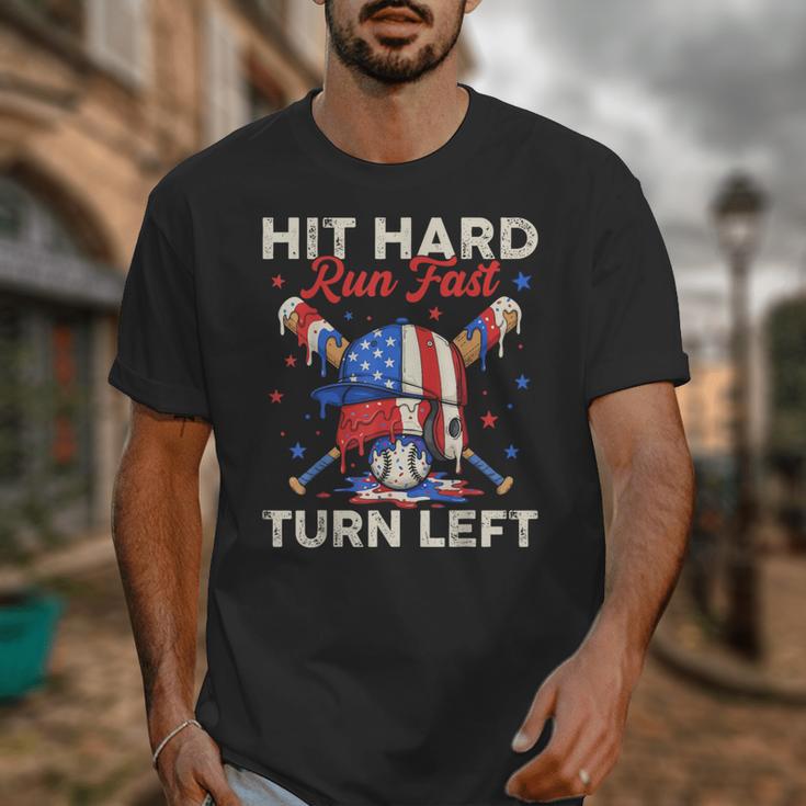 Hit Hard Run Fast Turn Left Baseball Cream Drip Crossed Bats Unisex T-Shirt Hit Hard Run Fast Turn Left Baseball Cream Drip Crossed Bats Unisex T-Shirt