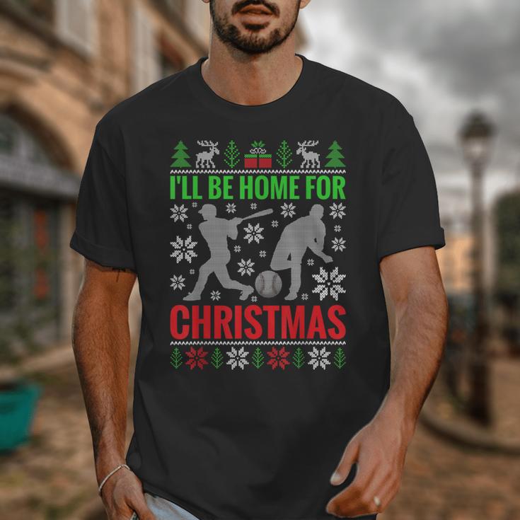 I'Ll Be Home For Christmas Baseball Xmas Unisex T-Shirt