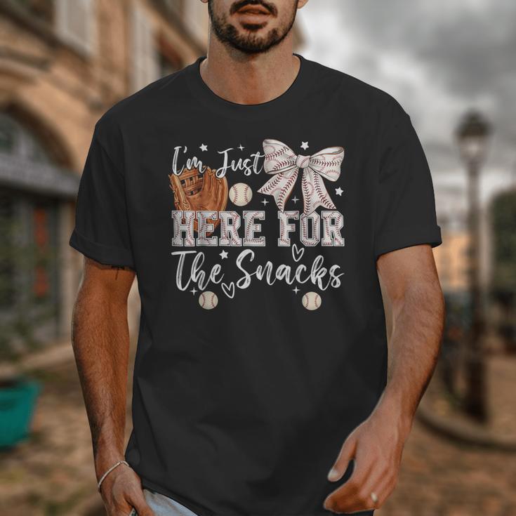I'm Just Here For The Snacks Baseball Coquette Game Day Girl Unisex T-Shirt I'm Just Here For The Snacks Baseball Coquette Game Day Girl Unisex T-Shirt