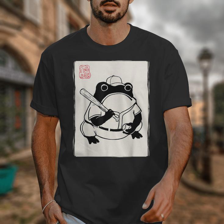 Japanese Grumpy Frog Baseball Player Baseball Unisex T-Shirt Japanese Grumpy Frog Baseball Player Baseball Unisex T-Shirt