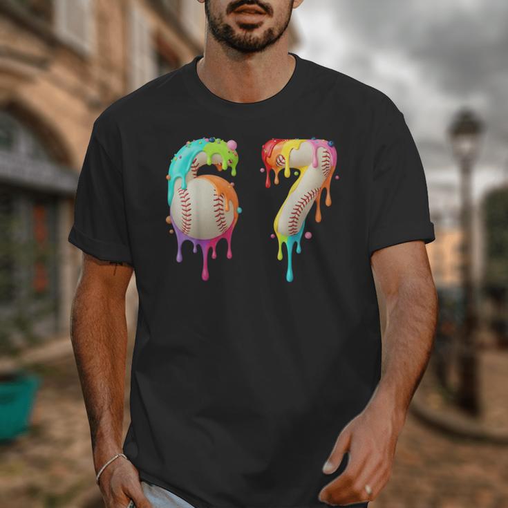 Kids Meme 67 Number Six 6 Seven 7 Ice Cream Drips Baseball Unisex T-Shirt Kids Meme 67 Number Six 6 Seven 7 Ice Cream Drips Baseball Unisex T-Shirt