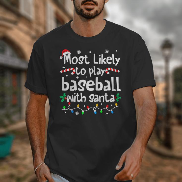 Most Likely To Play Baseball With Santa Christmas Matching Unisex T-Shirt