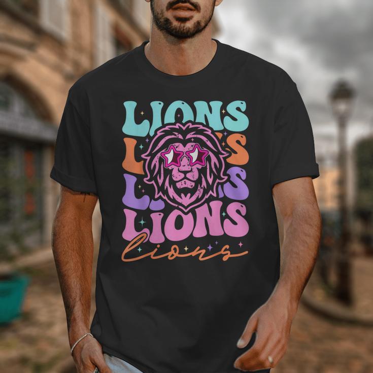 Lion Mascot Back To School Spirit Sports Men Women Groovy Unisex T-Shirt Lion Mascot Back To School Spirit Sports Men Women Groovy Unisex T-Shirt