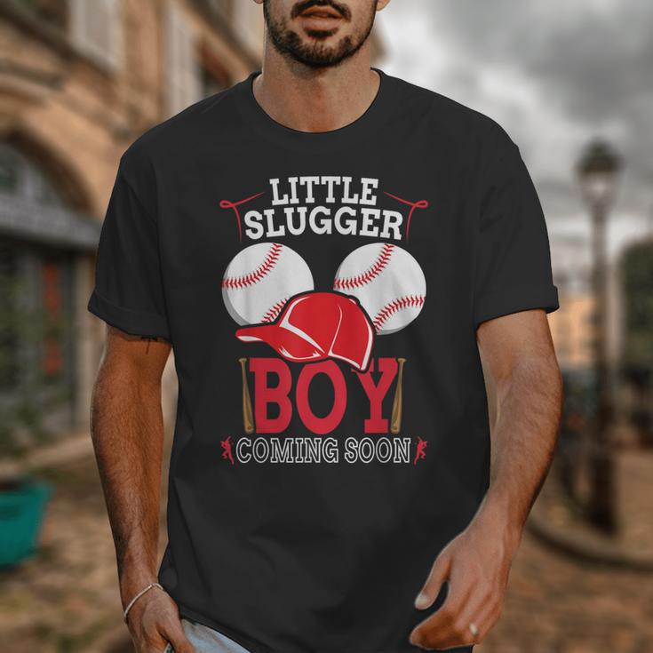 Little Slugger Boy Coming Soon Baby Announcement Baseball Unisex T-Shirt Little Slugger Boy Coming Soon Baby Announcement Baseball Unisex T-Shirt