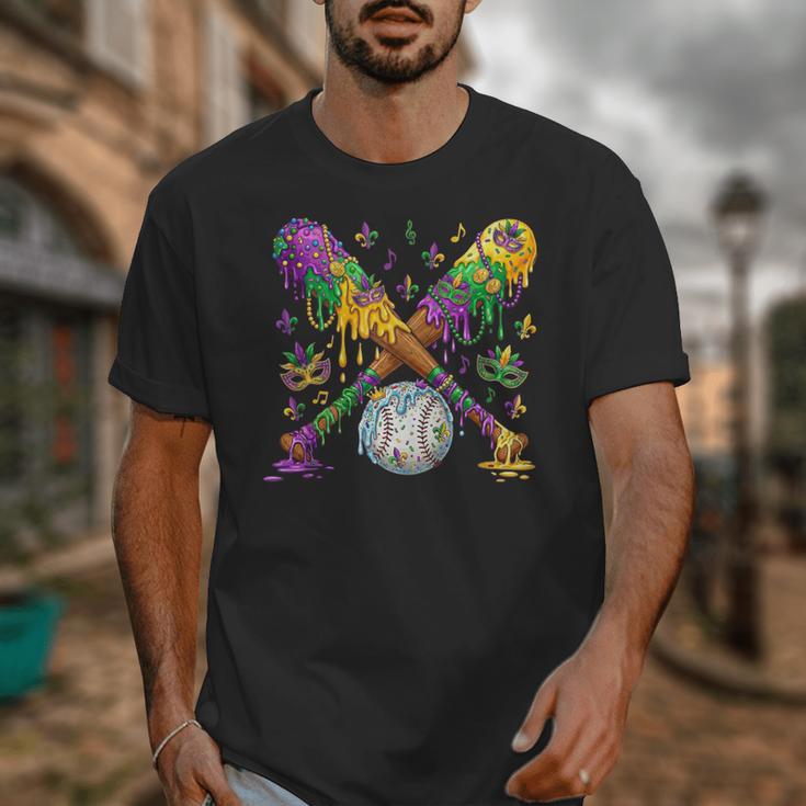 Mardi Gras Baseball Drip Shirt Cool Dripping Baseball Drip Unisex T-Shirt