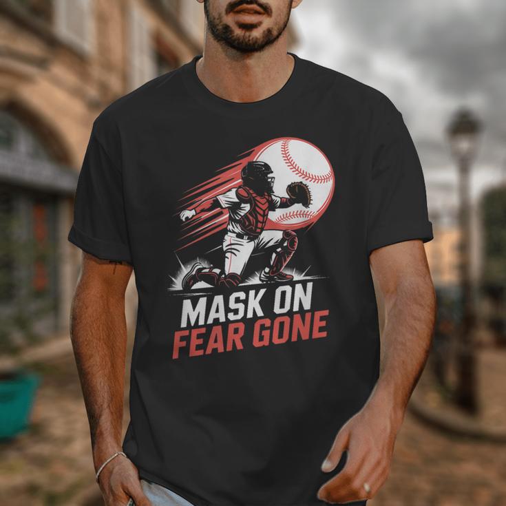 Mask On Fear Gone Baseball Catcher Softball Unisex T-Shirt